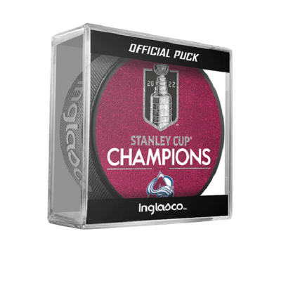 Colorado Avalanche 2022 Stanley Cup Champions Special Edition Glitter Puck In Cube