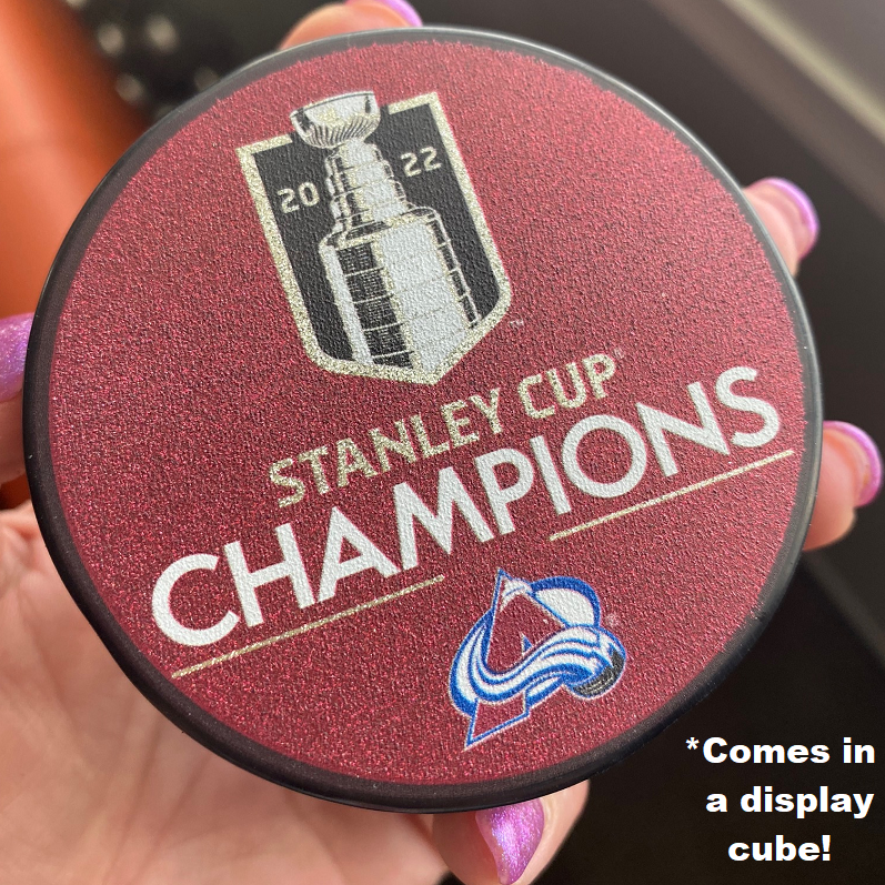 Colorado Avalanche 2022 Stanley Cup Champions Special Edition Glitter Puck In Cube