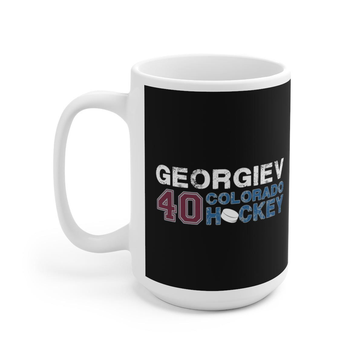 Geogiev 40 Colorado Hockey Ceramic Coffee Mug In Black, 15oz