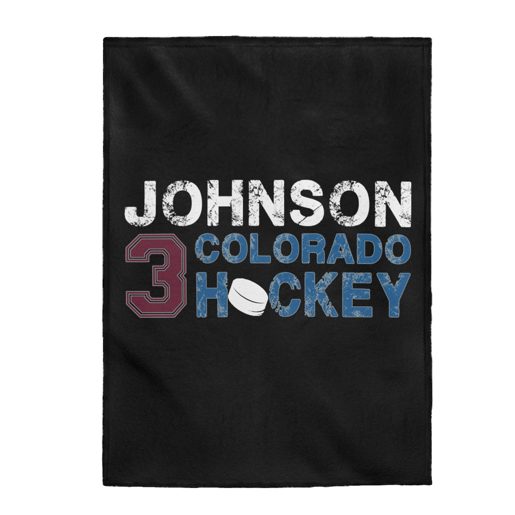 Johnson 3 Colorado Hockey Velveteen Plush Blanket