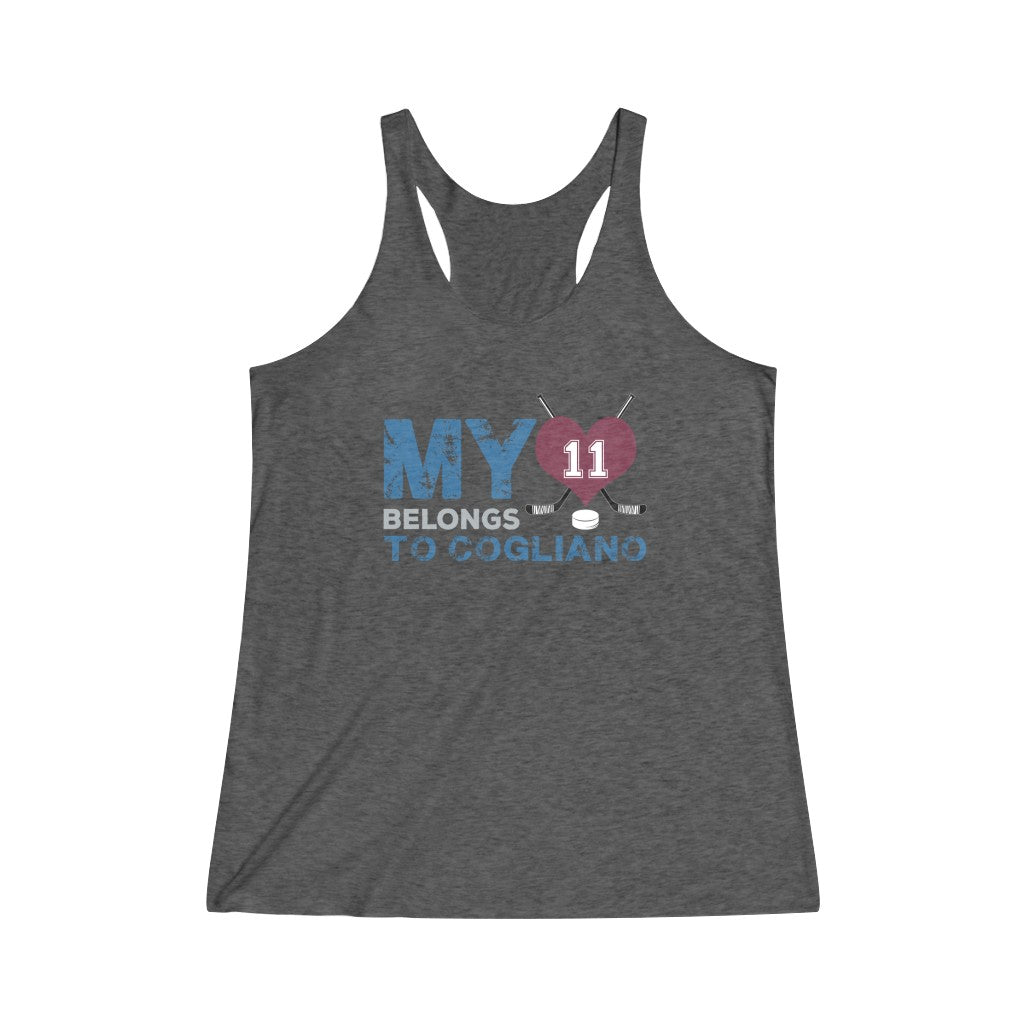 My Heart Belongs To Cogliano Tri-Blend Racerback Tank Top