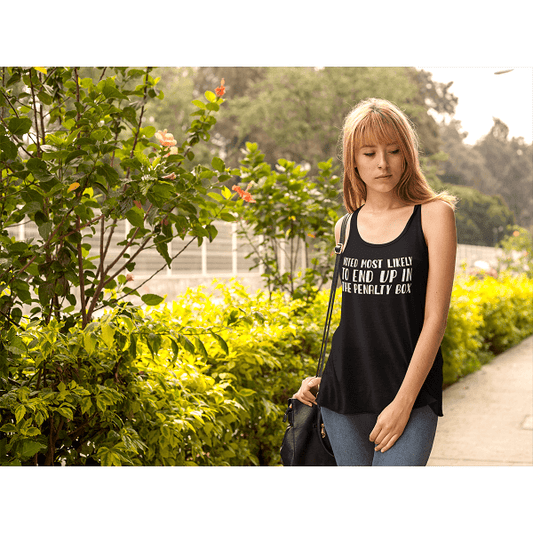 "Voted Most Likely To End Up In Penalty Box" Women's Tri-Blend Racerback Tank