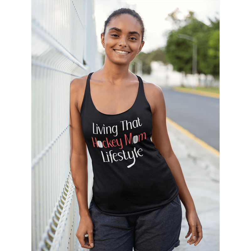 "Living That Hockey Mom Lifestyle" Women's Tri-Blend Racerback Tank