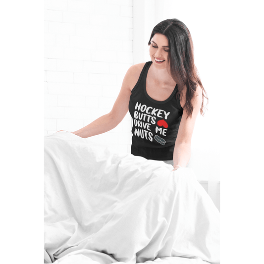 "Hockey Butts Drive Me Nuts" Women's Tri-Blend Racerback Tank