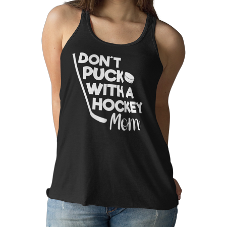 "Don't Puck With A Hockey Mom" Women's Tri-Blend Racerback Tank